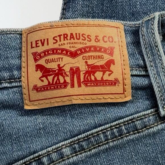 Levi's Ribcage Straight Ankle Jeans Sz 26 Womens Medium Wash Button Fly Wide Leg - Picture 5 of 7